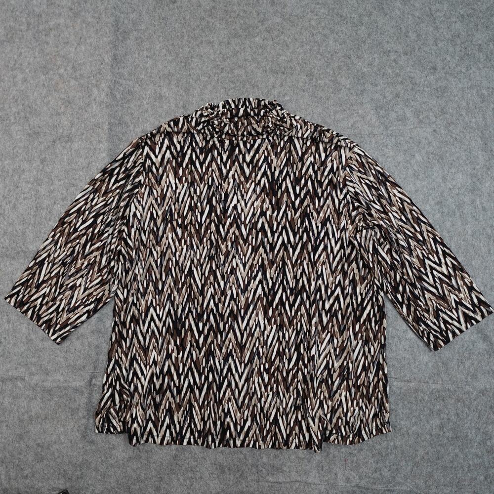 Susan Graver Top Womens 3X Liquid Knit Artsy Stretch Ruched Mock Neck 3/4 Sleeve